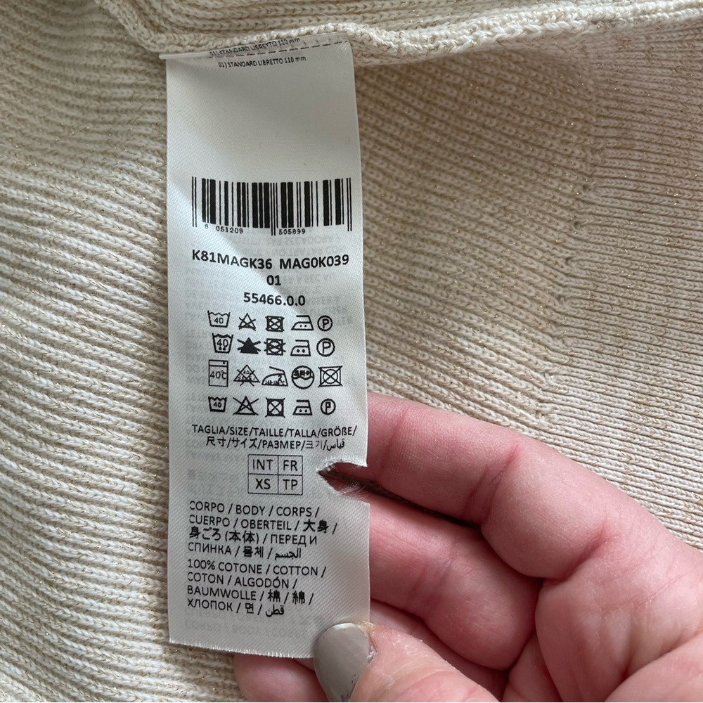 Eleventy Italian Made 100% Cotton Metallic Thread Beige Neutral Knit Cardigan - Picture 14 of 17